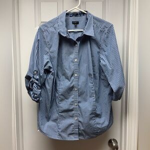 Talbots Blue & White Striped Button-Down Shirt Women’s Size 18W
